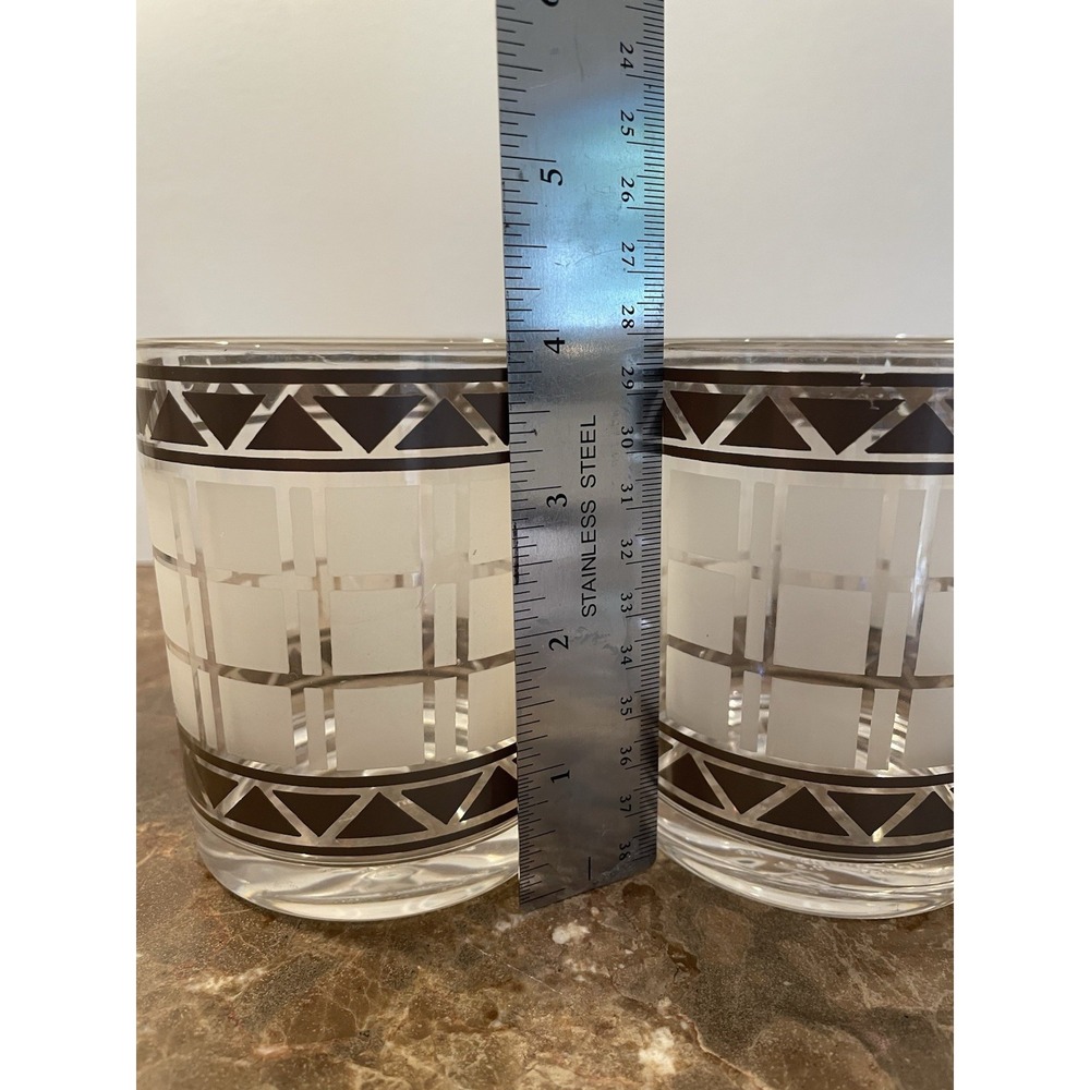 HJ Stotter 6 Acrylic Cups MCM Art Deco Old Fashioned Rock Glasses Frosted SET - Picture 12 of 16